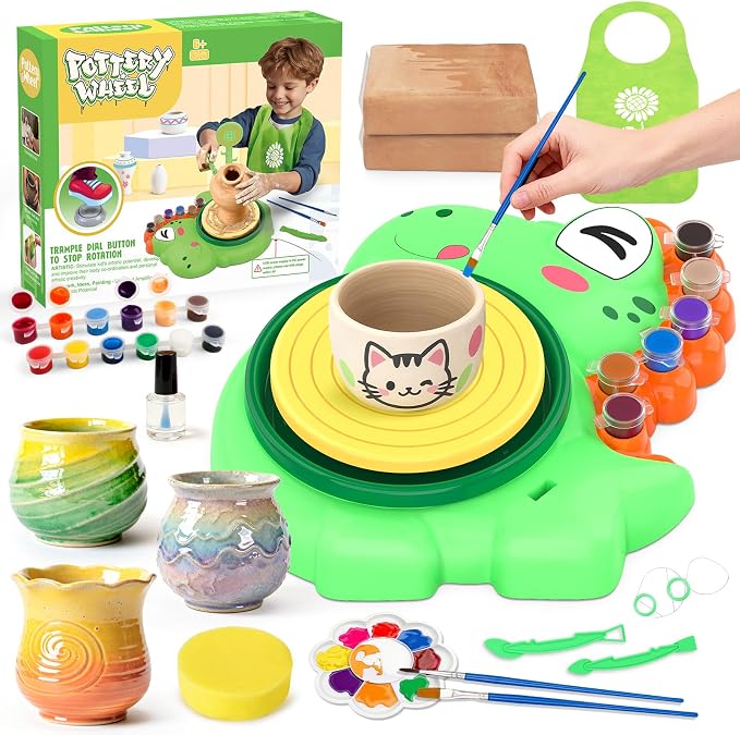Pottery Wheel for Kids, Complete Pottery Painting Craft Kit, Arts and Crafts by Aujazyble