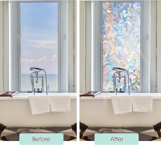 STATINT Stained Glass Privacy Film, UV Blocking Rainbow Static Cling - Image 4