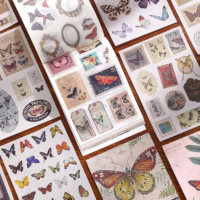 Butterfly Washi Sticker Book for Journaling, 30 Sheets 500+ Vintage Scrapbook - Image 3
