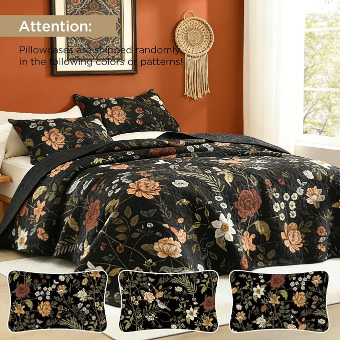 Litanika Floral Black Quilt California King Size - Image 3