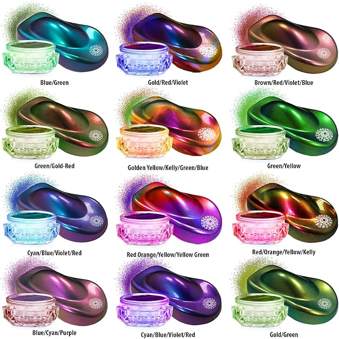 BALTIC DAY Intense Chameleon Mica Powder Set – 12 Hypershift Ultra-Fine Chrome - Image 2