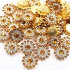 14mm 150pcs Crystals Golden Yellow Glass Gems Sew on Rhinestones, Metal Base by Unknown