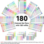 Shuttle Art 360 Pack Gel Pens Set, 180 Colors Gel Pen Set Plus 180 Color - Image 2
