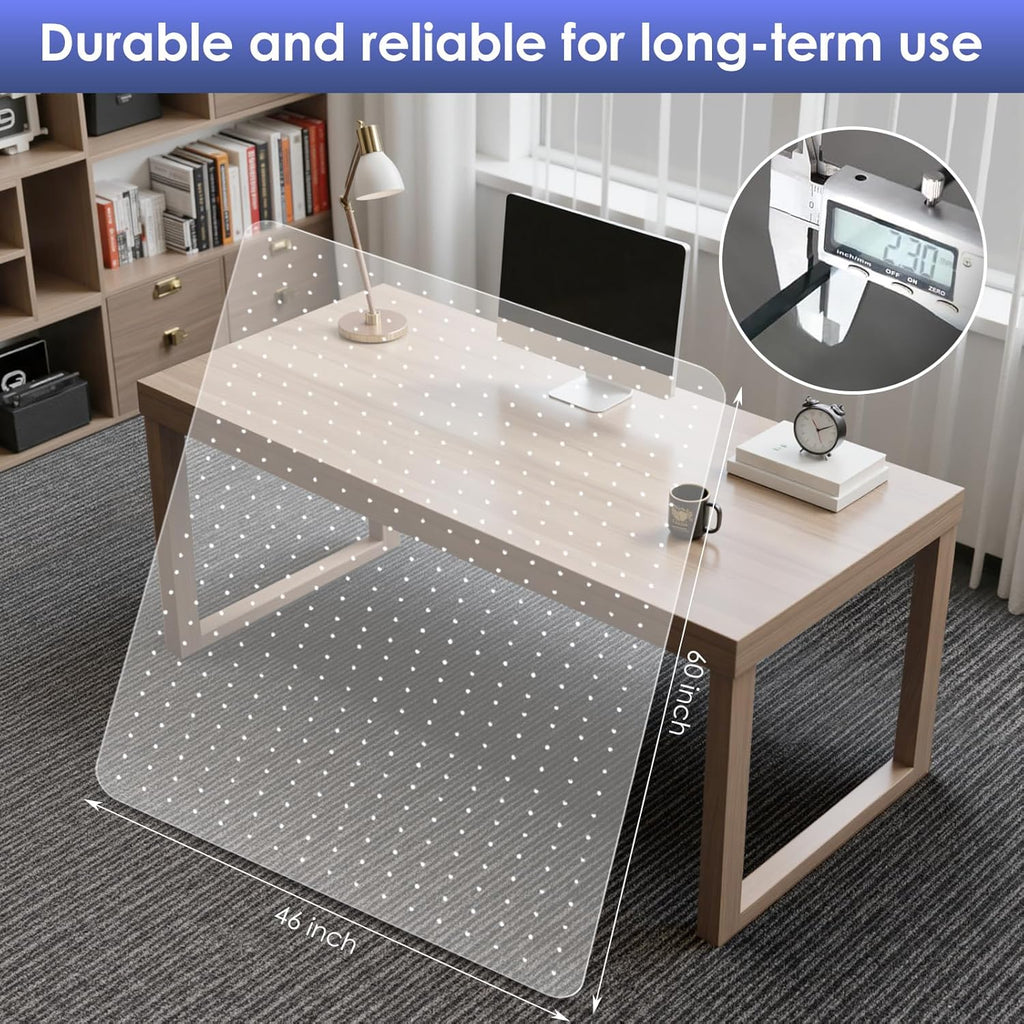 Kuyal Office Chair Mat for Carpet, 46x60 Clear Heavy Duty Computer Chair Mat, Under Desk Protector Carpeted Floors Mat, Easy Chair Movement,Ship Flat