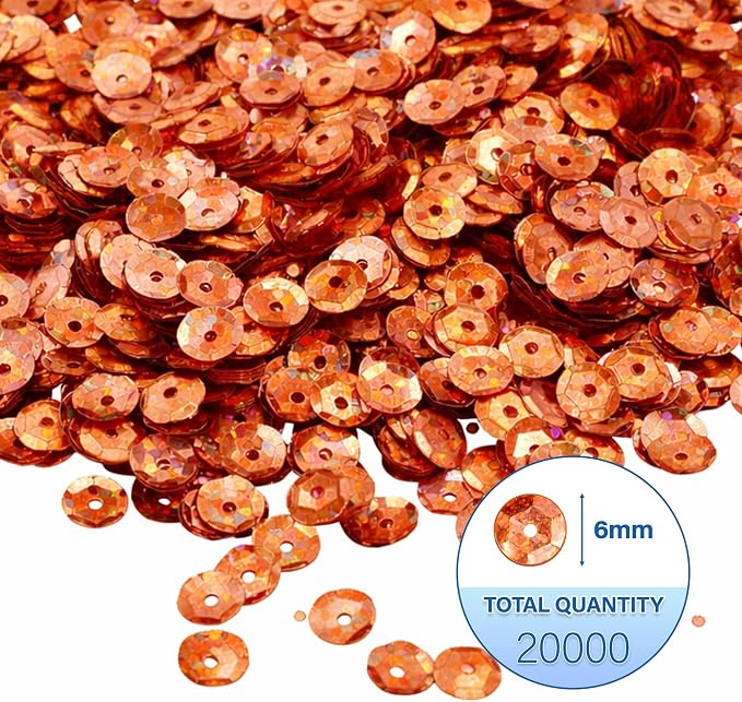 Mandala Crafts 6mm Cup Holographic Copper Sequins - Image 3