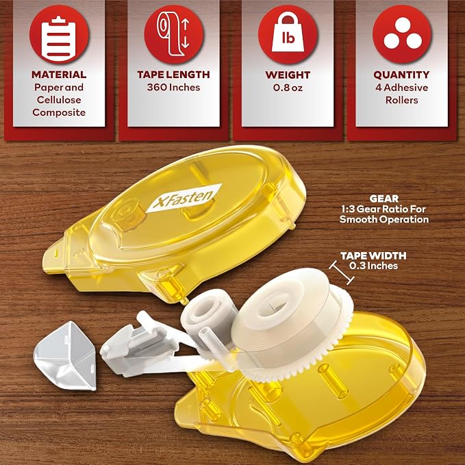 XFasten Double Sided Tape Roller Runner, Photo-Safe, Acid-Free 0.3-inch x - Image 3