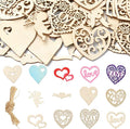 45 pcs Mixed Styles Heart Theme Unfinished Wood Cutout Charms Love Sweet Wood by Gythara