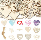 45 pcs Mixed Styles Heart Theme Unfinished Wood Cutout Charms Love Sweet Wood by Gythara