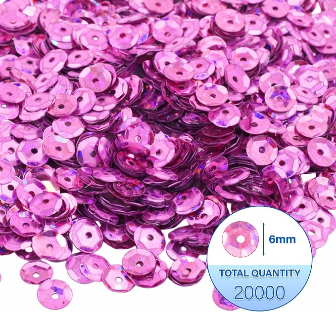 Mandala Crafts 20000 Holographic Pink Sequins - Image 3