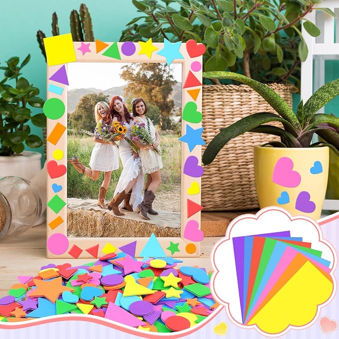 810Pcs Foam Stickers Foam Shape Stickers Colorful Self Adhesive, 8 Colors Heart - Image 5