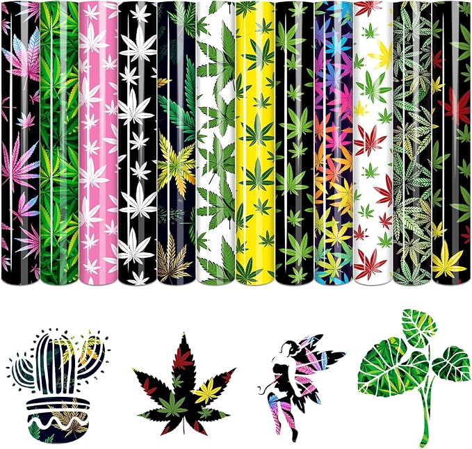 Tintnut Rasta Cannabis Leaf HTV Vinyl, easy cut & weed, stretch washable by Tintnut