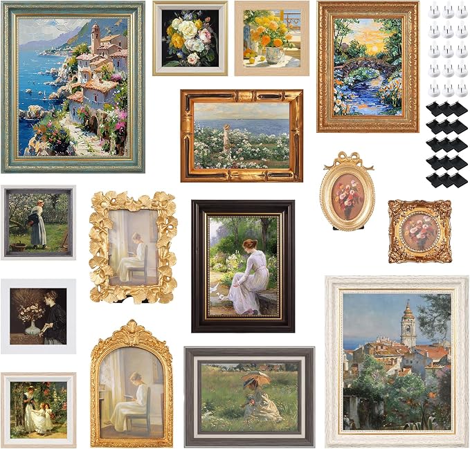 15 Pack Vintage Picture Frames for Wall or Tabletop Display Ornate Vintage by Unknown