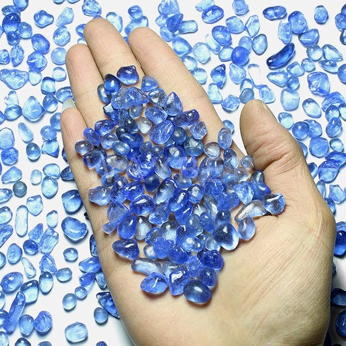 WAYBER Glass Stones, 1Lb/460g Irregular Sea Glass Pebbles Non-Toxic Artificial - Image 2