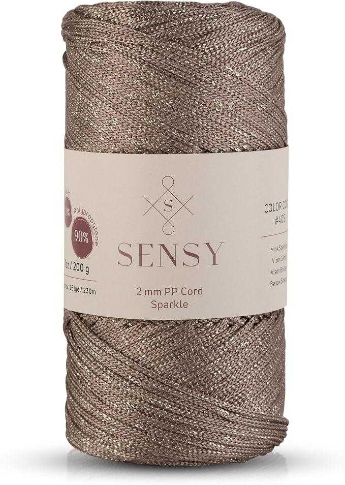 Sensy Premium 2mm 251 Yards Sparkle Polyester Rope 90% Polypropylene 10% by SSENSY