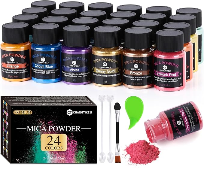 CHANGTIKEJI Mica Powder，24 Colors - 10g/Bottle of Natural Pigment Powder by CHANGTIKEJIWelcomeYouOrder