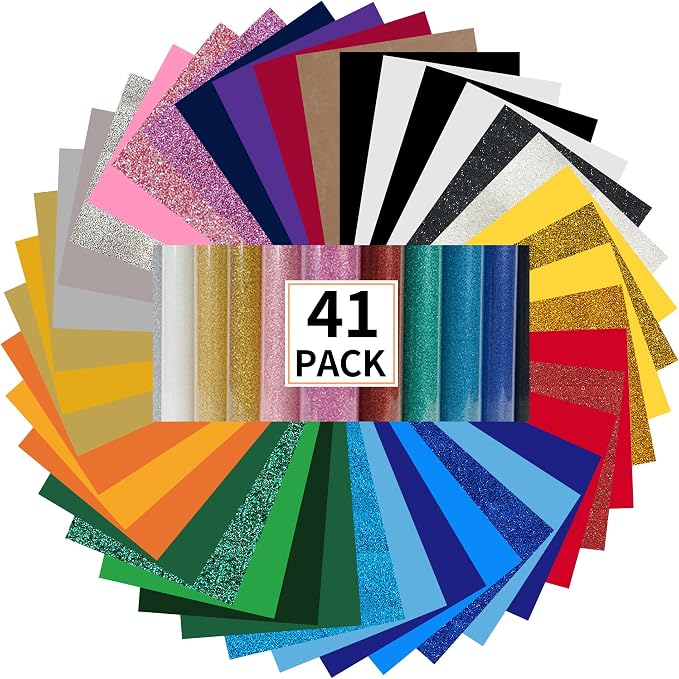 guangyintong HTV Heat Transfer Vinyl Bundle, 41 Pack 12" x 10" Iron on Vinyl by guangyintong