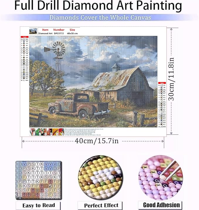 WUDWL Diamond Art Kits for Adults Beginner, DIY Rural Scenery Diamond Painting - Image 3