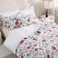 LONAVA Queen Flower 3 Pcs Duvet Cover Set, Breathable Soft Microfiber White by LONAVA