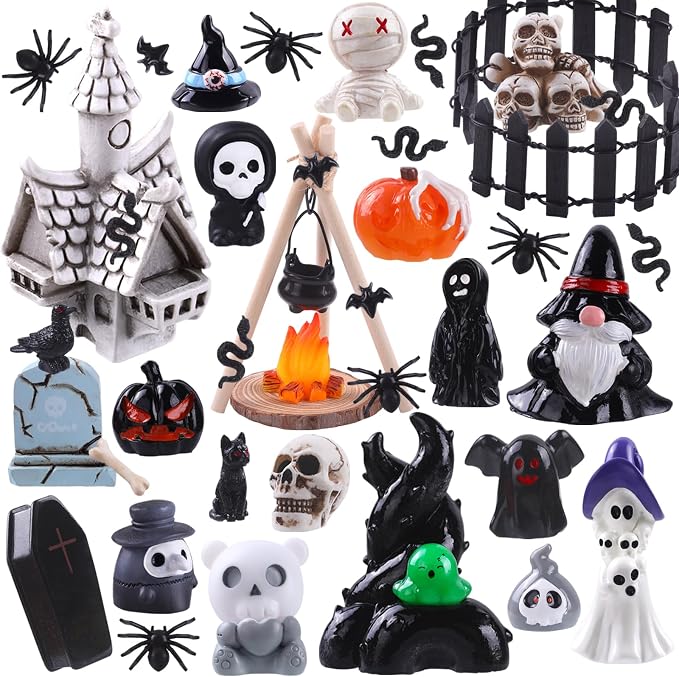 DIYDEC 54pcs Halloween Mini Resin Figures, Tiny Figurines to Hide Toys Little by DIYDEC