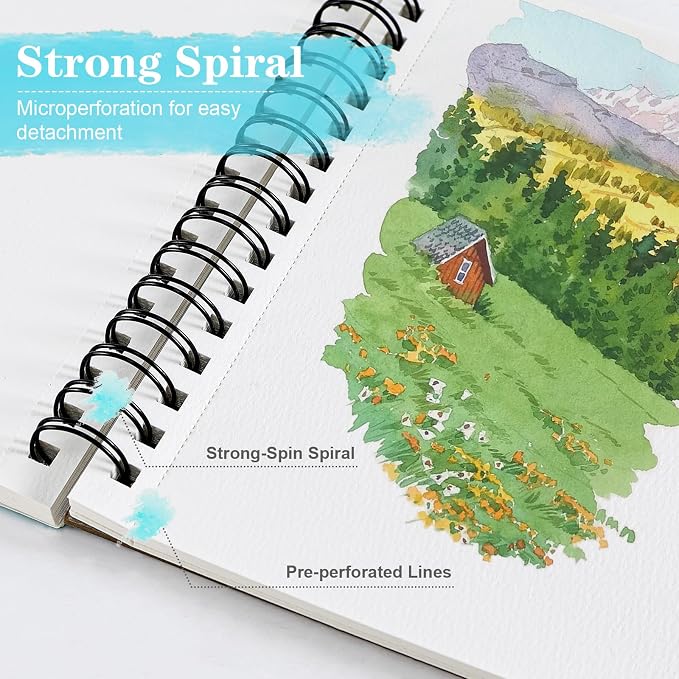 3 Pack 90 Sheet Watercolor Paper Pad 5.5“ x 8.5”, 140lb/300 GSM Cotton Cold - Image 4