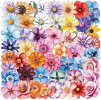 50PCS Transparent Watercolor Flower Stickers, Waterproof PET Floral Decals by Unknown