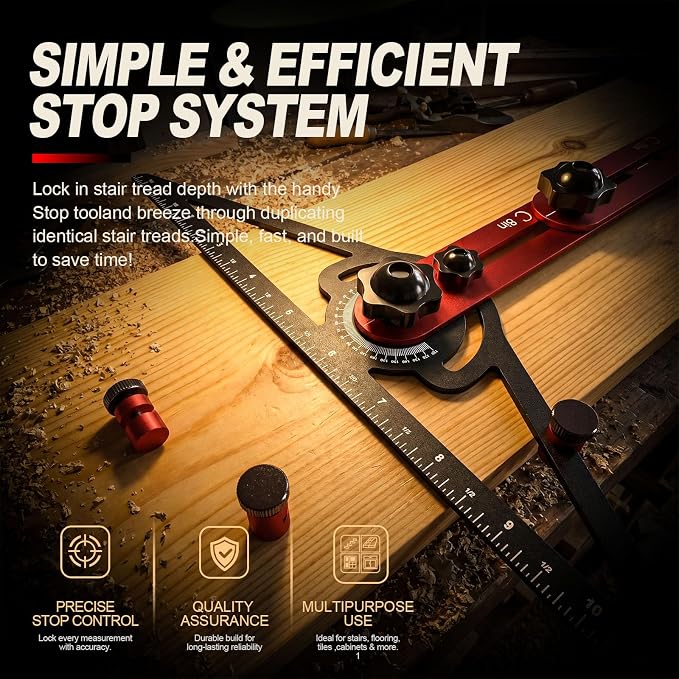 Stair Tread Template Tool, Dual-Lock Adjustable Stair Gauge | 8-60 in - Image 4