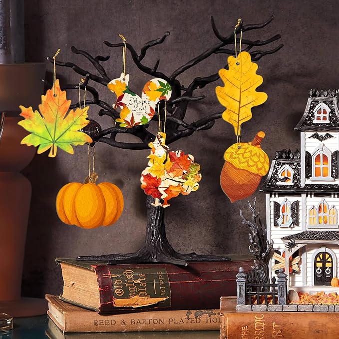 36PCS Wooden Fall Ornaments to Paint Thanksgiving Decorations, 6 Styles DIY - Image 7