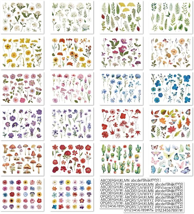 500Pcs Natural Flower Stickers - Image 5