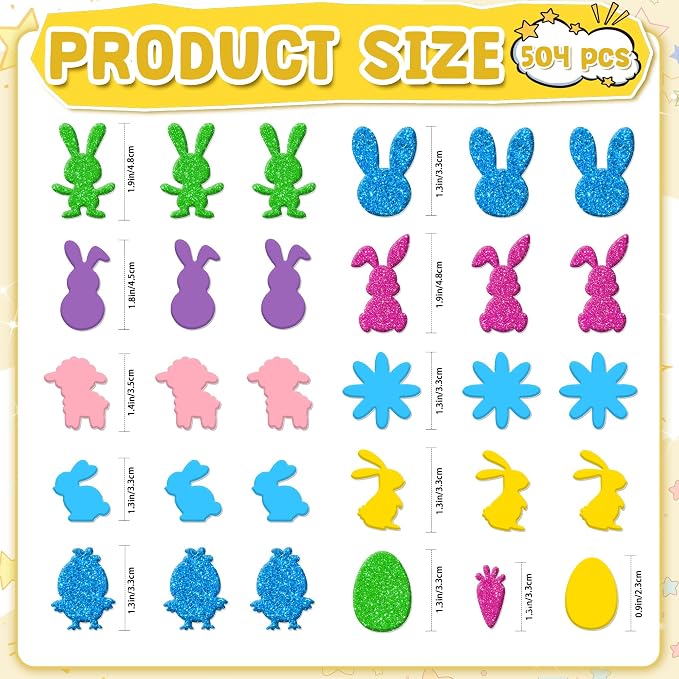 Foam Stickers, 7 Sheets 3D Glitter Foam Easter Stickers - Image 2