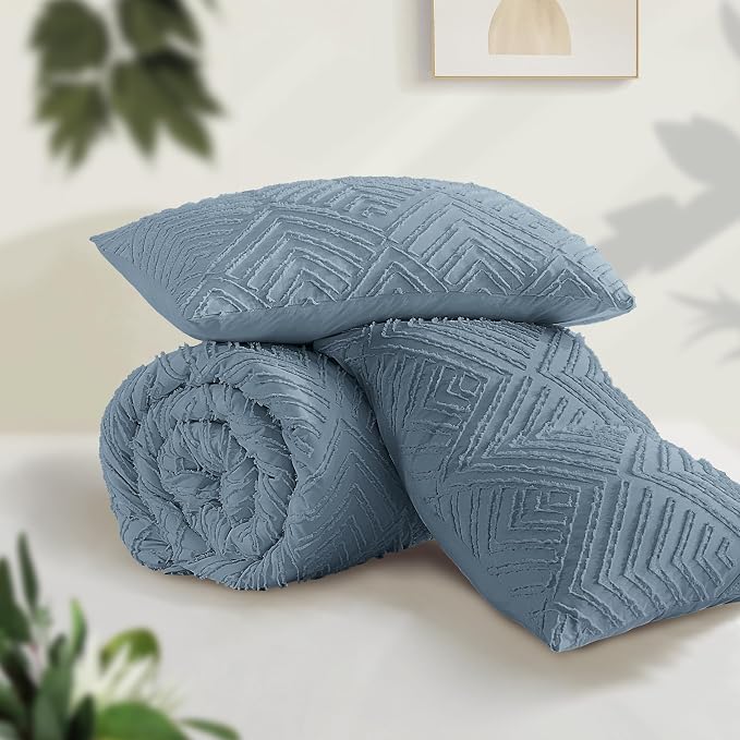 Andency Blue Comforter Set Full Size, 3 Pieces Boho Lightweight Fluffy Bedding - Image 3