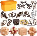 16 PCS Metal & Wooden Brain Teaser Puzzle Set – Challenging Logic & Ring Puzzles by KakeDuJa