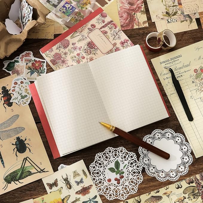 emmoolife Vintage Aesthetic Scrapbooking Supplies Kit, Flowers Botanical Bullet - Image 7