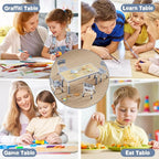 Brelley Height Adjustable Toddler Table and 4 Chairs Set, Graffiti Desktop - Image 7
