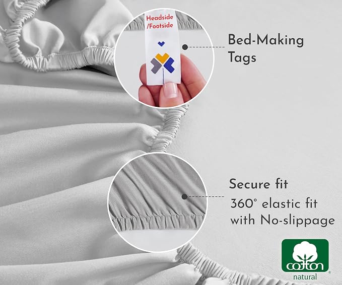 California Design Den King Fitted Sheet Deep Pocket, Soft 100% Cotton Sateen - Image 5