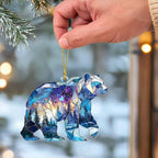 Bear Christmas Ornament, Faux Stained Glass Bear Acrylic Hanging Decoration - Image 5