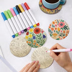 26PCS Wood Coasters Craft Kit 10 Paint You Own Coaster - Image 5