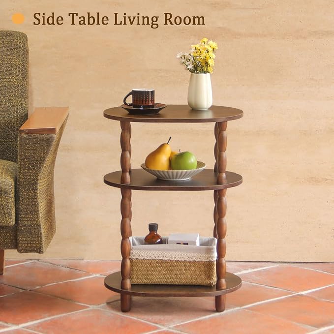 MaxSmeo Side Table, 3-Tier Small End Table, Modern Oval Night Stand Accent Table - Image 7