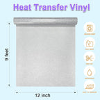 DUEUIOE Silver Glitter HTV Heat Transfer Vinyl Roll - Image 3