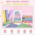 Tintnut Watercolor Checkerboard Heat Transfer Vinyl, Checker pattern PU HTV - Image 3