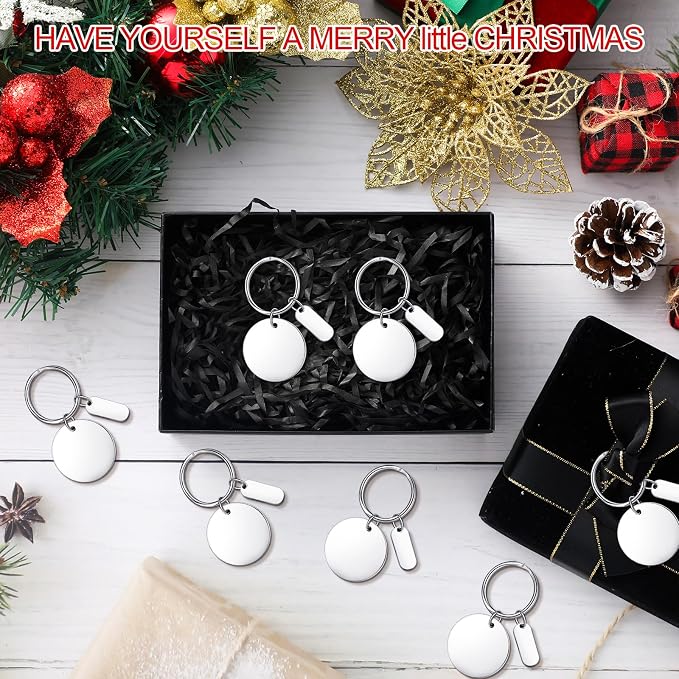 Gisafai 30 Pcs Silver Engravable Metal Keychain Blanks Laser Graduation - Image 6