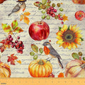 Autumn Pumpink Fabric by The Yard, Watercolor Birds Rustic Style Flannel by CastleFairy