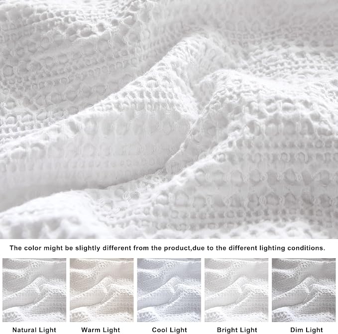 WDCOZY 100% Cotton Luxury Honeycomb Duvet Cover Set Queen Size - Image 4