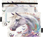 White Horse Butterflies Pencil Pouch by BOENLE-WELCOMEYOURCOMING