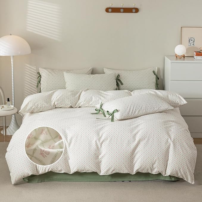 mixinni Red Floral Duvet Cover Set Full Size - Image 2