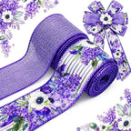 2.5 Inch Purple Floral Wired Edge Ribbon, Decorative Fabric Craft Ribbon by YIPRONS