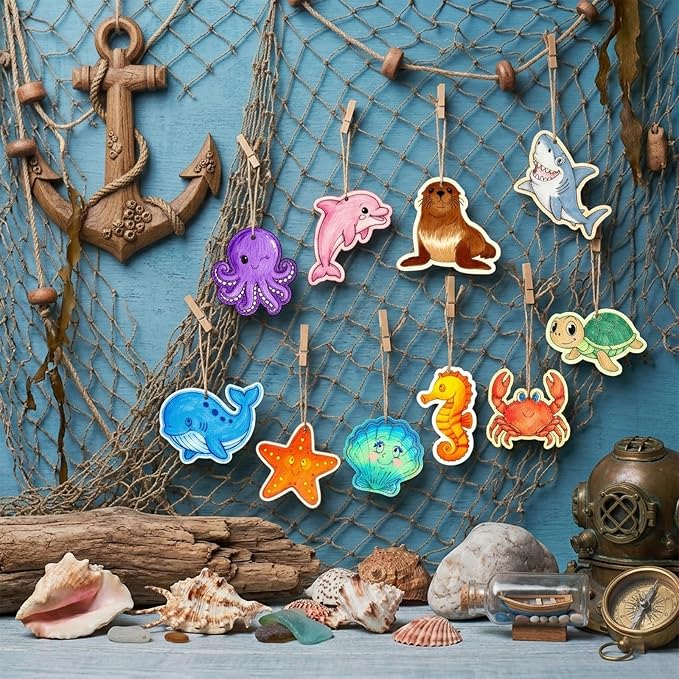 80PCS Unfinished Ornament Wood Crafts, Painting Blank Wooden Cutouts | DIY 10 - Image 7