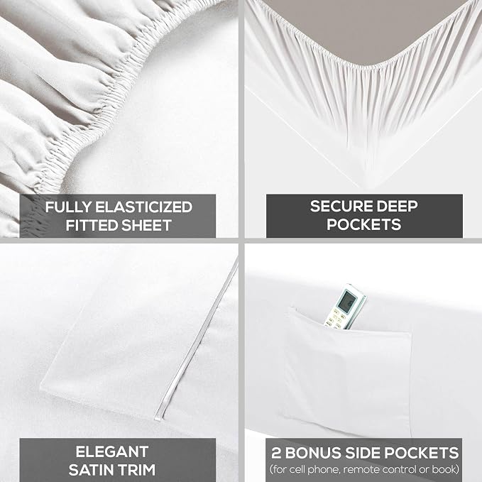 Mueller Ultratemp Bed Sheets Set, Super Soft 1800, 6 Piece California King - Image 4