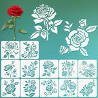 12 Pcs Large Flower Stencils for Painting, 5.12 X 5.12 Inch Flower Stencils for by FRAGRANTGARDEN
