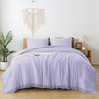 Andency Comforter King Size Bed Set Lavender, All Season Soft Tassel Bed Set - Image 3