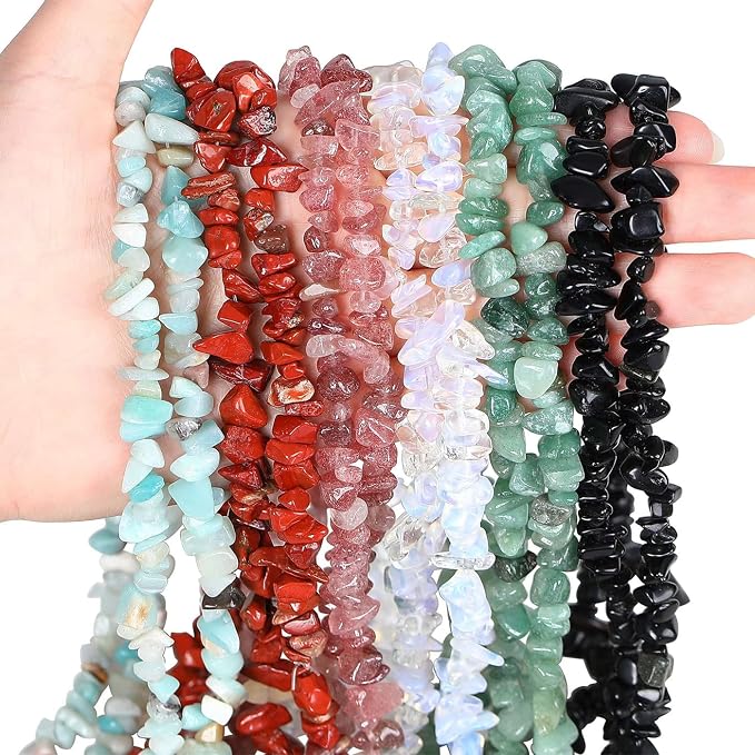 LAIDANLA Red Jasper 400pcs Natural Chip Stone Beads 5-8mm Healing Crystal - Image 3